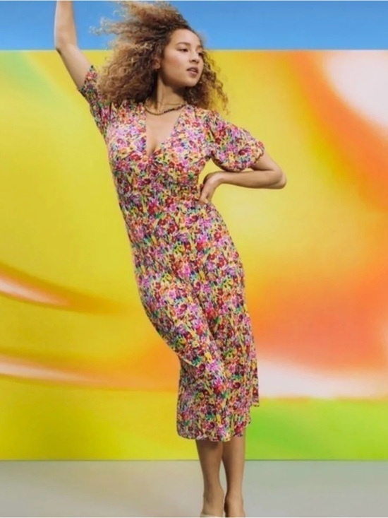 RIXO Dresses & Skirts - RIXO Multicolor Floral Maxi Dress in Pink, Yellow & Green